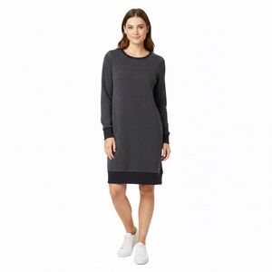 ROOTS Salt & Pepper Heritage Fleece Sweater Dress Heathered Grey L Knit Tunic